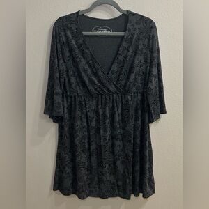 Soma Tunic Blouse Size L Soft Jersey Babydoll Top Floral Paisley Casual Lounge